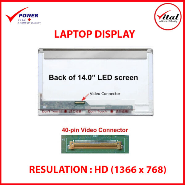 14.0" LED 40 Pin Connector Laptop Display